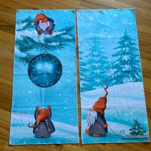 Winter Gnome Teal Soft Cotton Decorative Hand Towel Set New